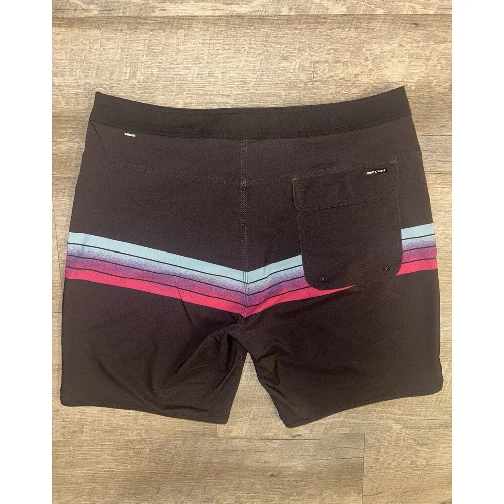 Rip Curl Mirage Surf Revival Boardshorts Mens 36  Retro Neon Stripe Swim Trunks